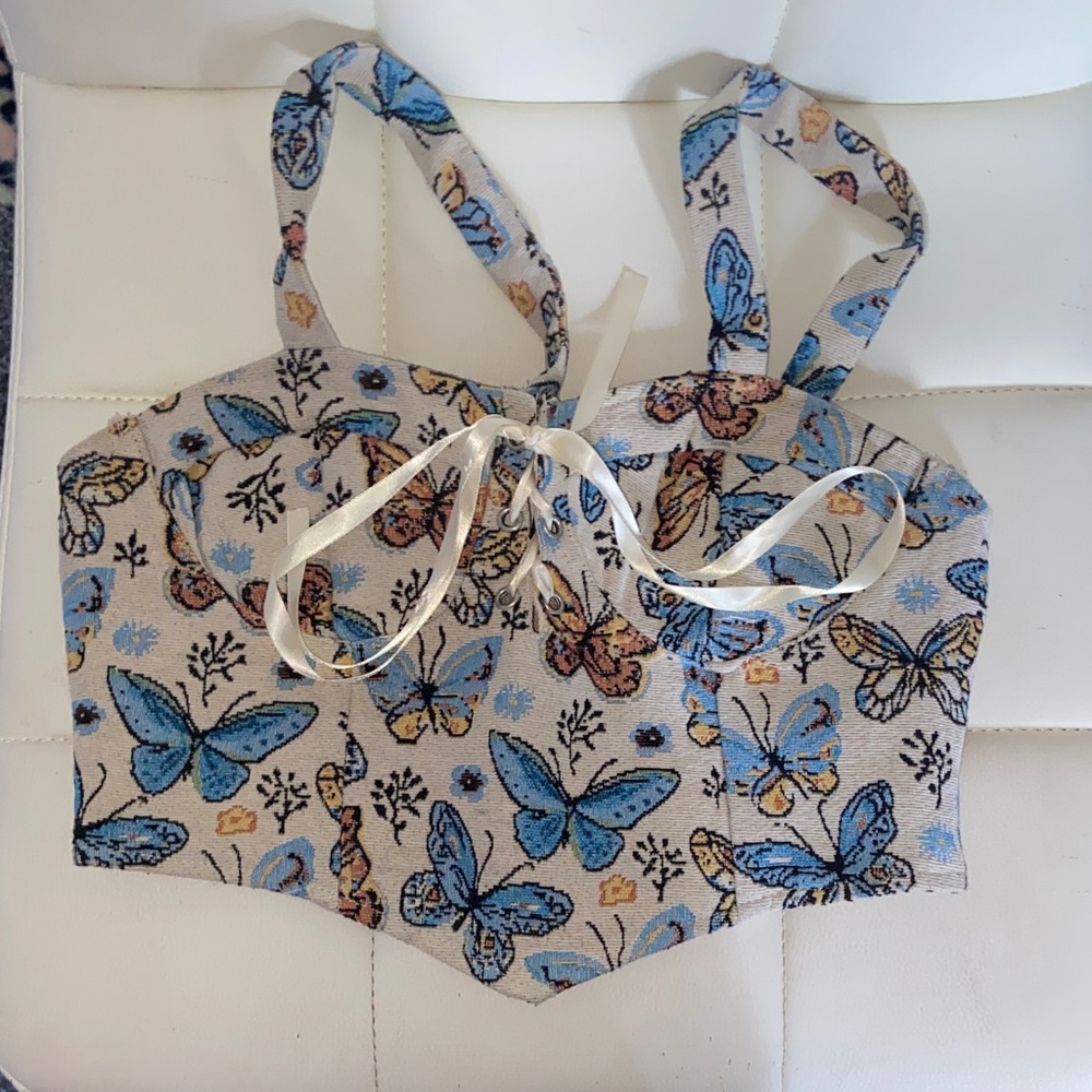 Butterfly Print Women's Corset Top